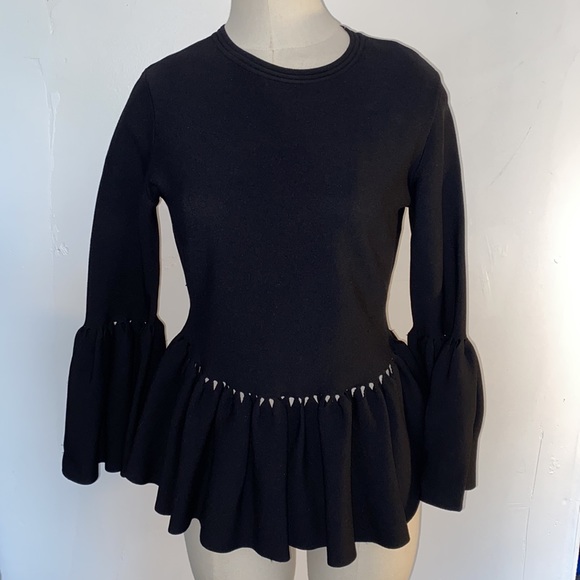 Ruffle cutout knit sweater - Picture 2 of 7
